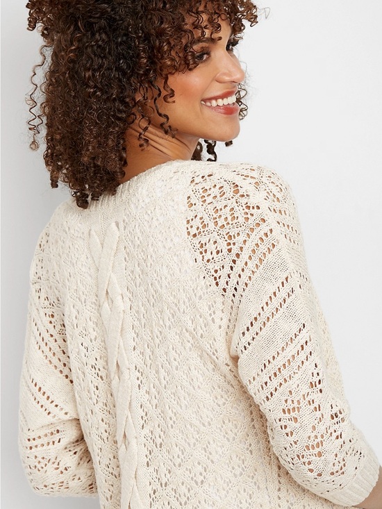 Maurices Sweaters - Maurice’s Lace Up Back Cream Cardigan Size 1